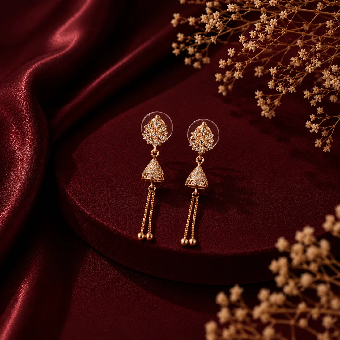 Long Drop Jhumka Earrings